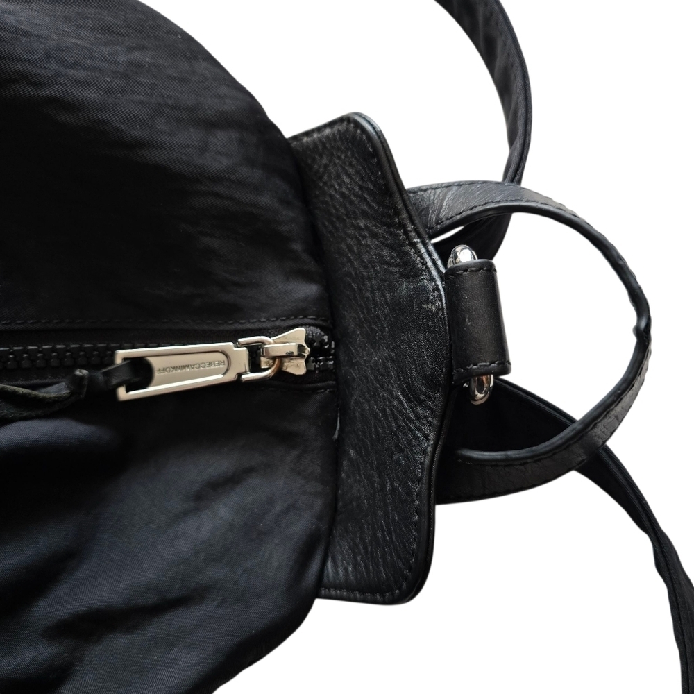 🌻Rebecca Minkoff Julian Nylon Backpack Bag, Washed Black, Clasps Zips - Picture 7 of 12